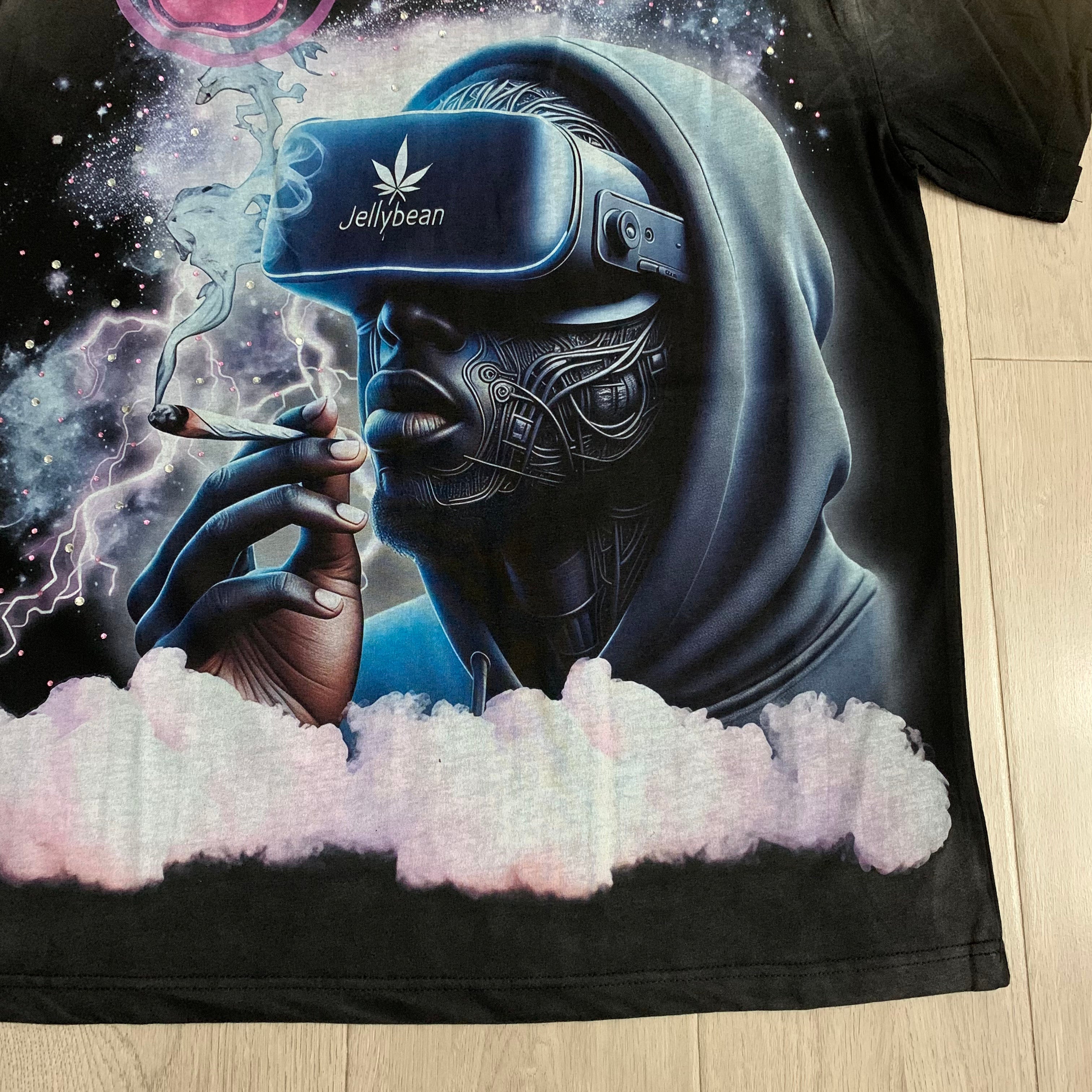 Playera Streetwear Oversize "Jellybean Galactic VR" – Negro Lavado