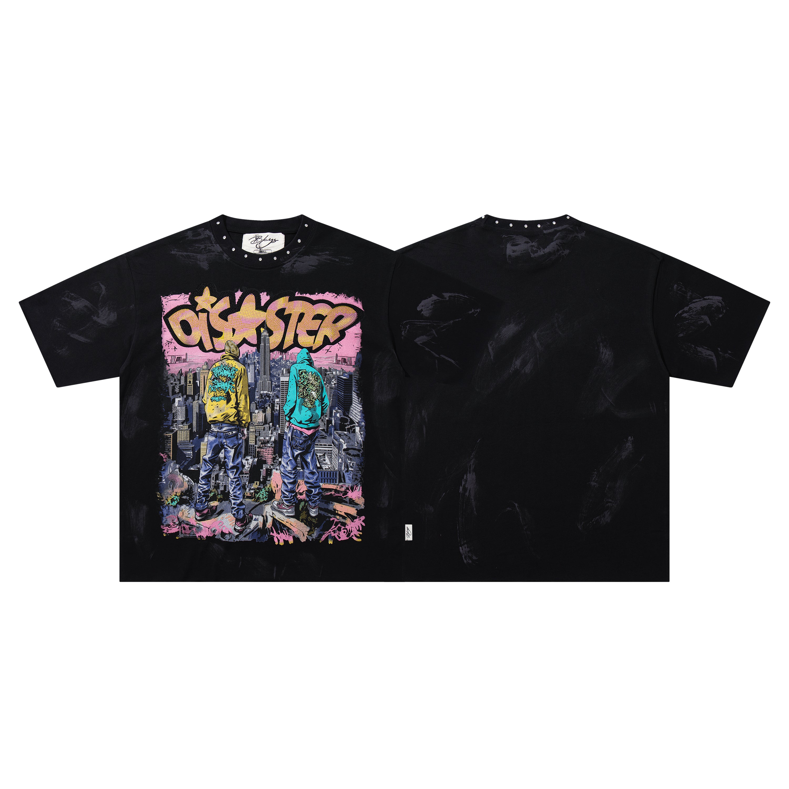 Camiseta Corta Urbana BKYS "Disaster" - Off-White / Gris Claro
