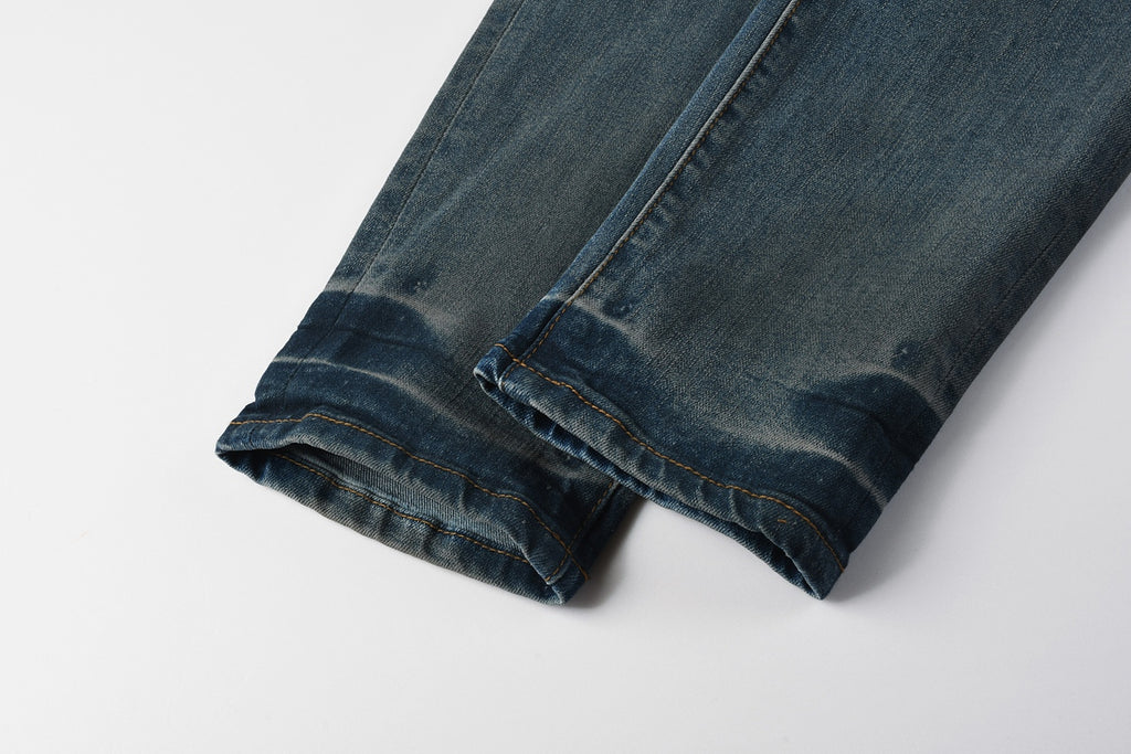 Jeans Purple Brand – Lavado Azul con Salpicaduras y Roturas