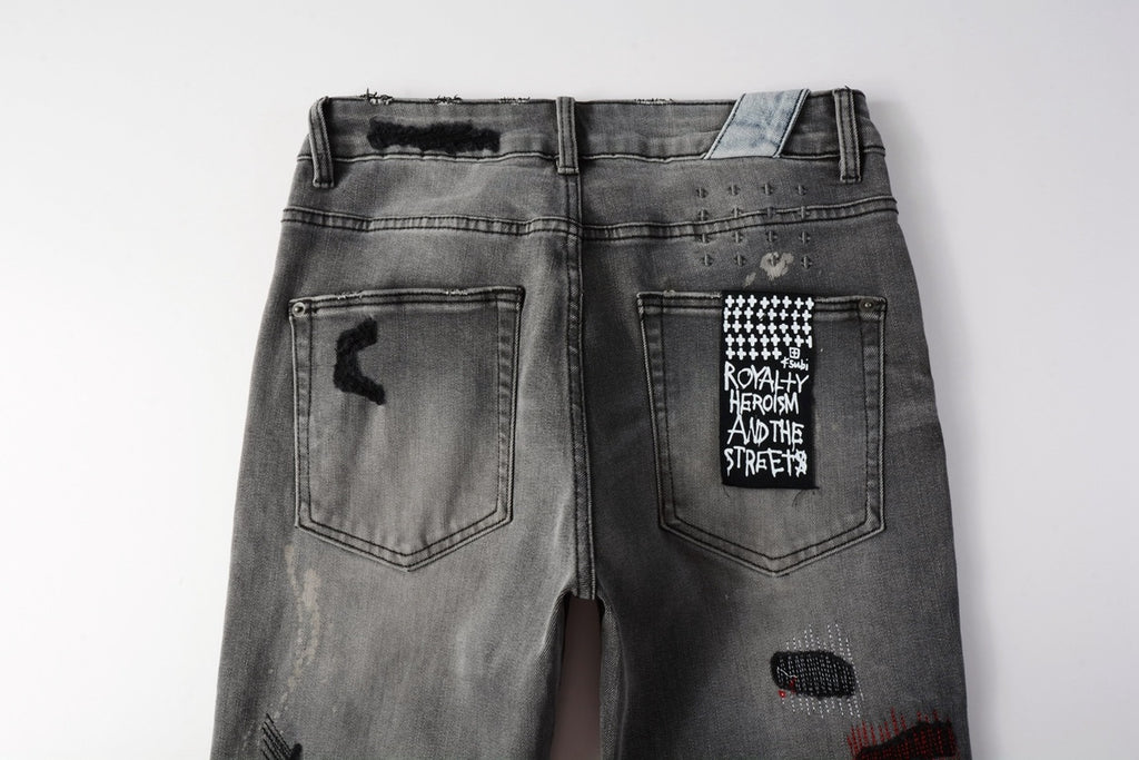 Jeans Ksubi – Lavado Gris con Detalles