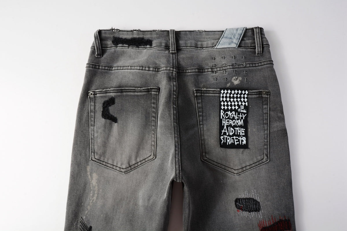Jeans Ksubi – Lavado Gris con Detalles