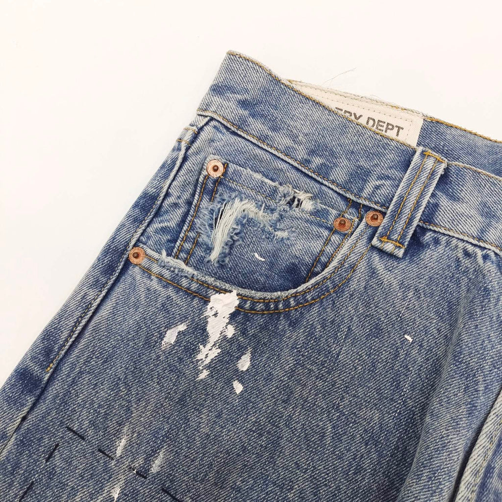 Jeans Gallery Dept. – Art Dept. Flare con Desgaste y Salpicaduras