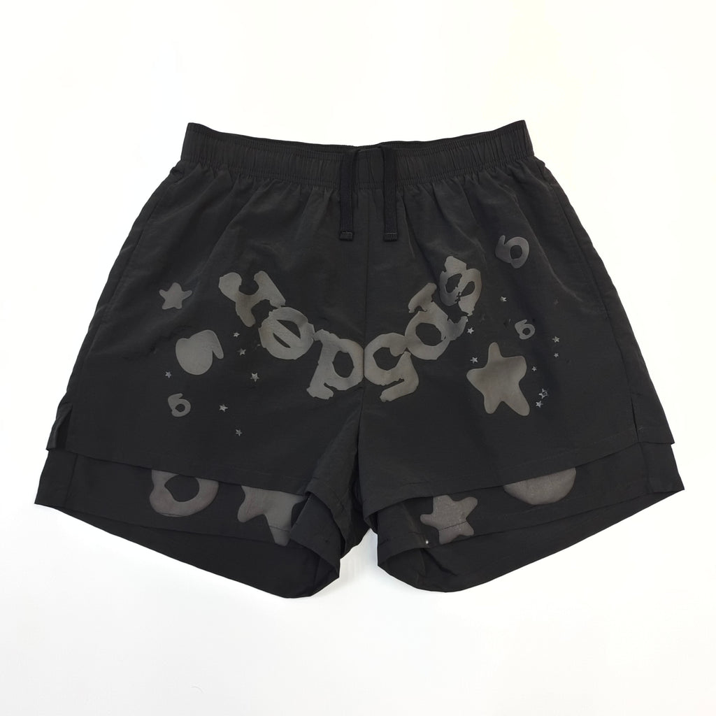Shorts Sp5der – Doble Capa con Logo y Estrellas