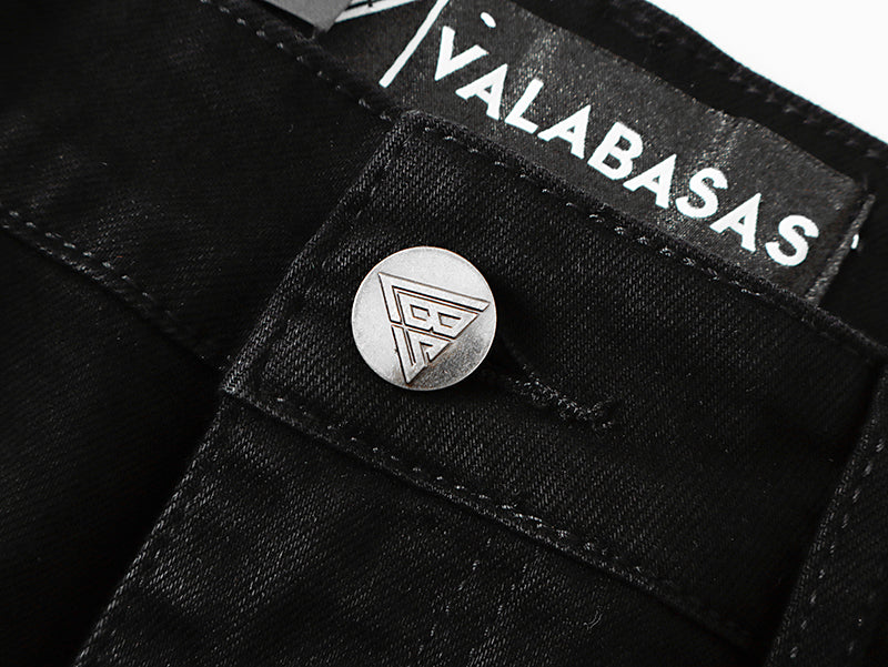 Jeans Valabasas – Negro Lavado con Remiendos
