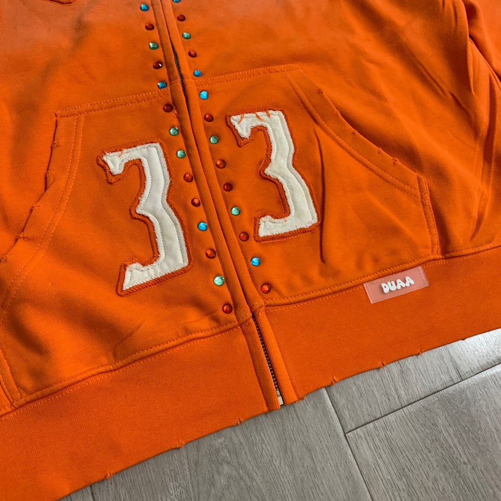 Sudaderas con capucha y cierre completo "DUAA 33" con detalles de tachuelas