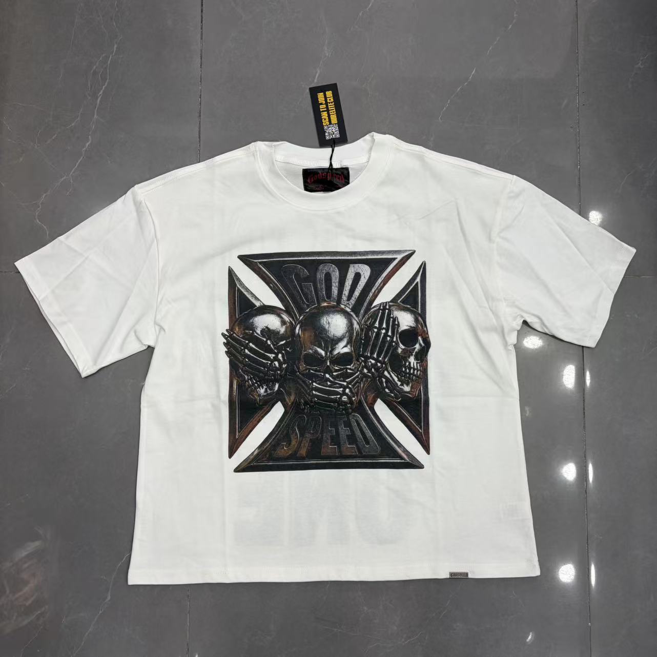 Godspeed Three Skulls Cross T-Shirt