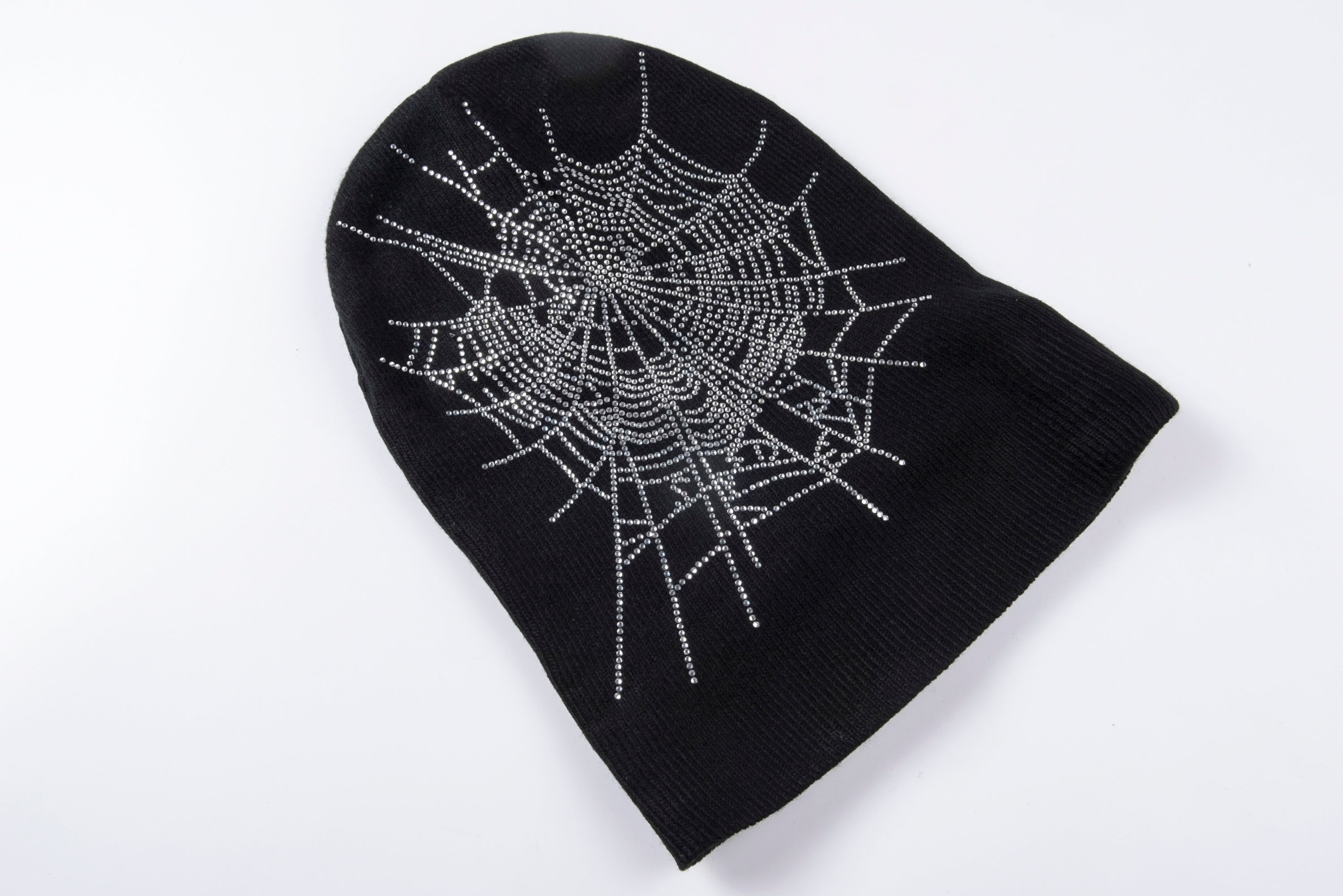 Gorro de Lana Negro con Diseño de Piedras Brillantes