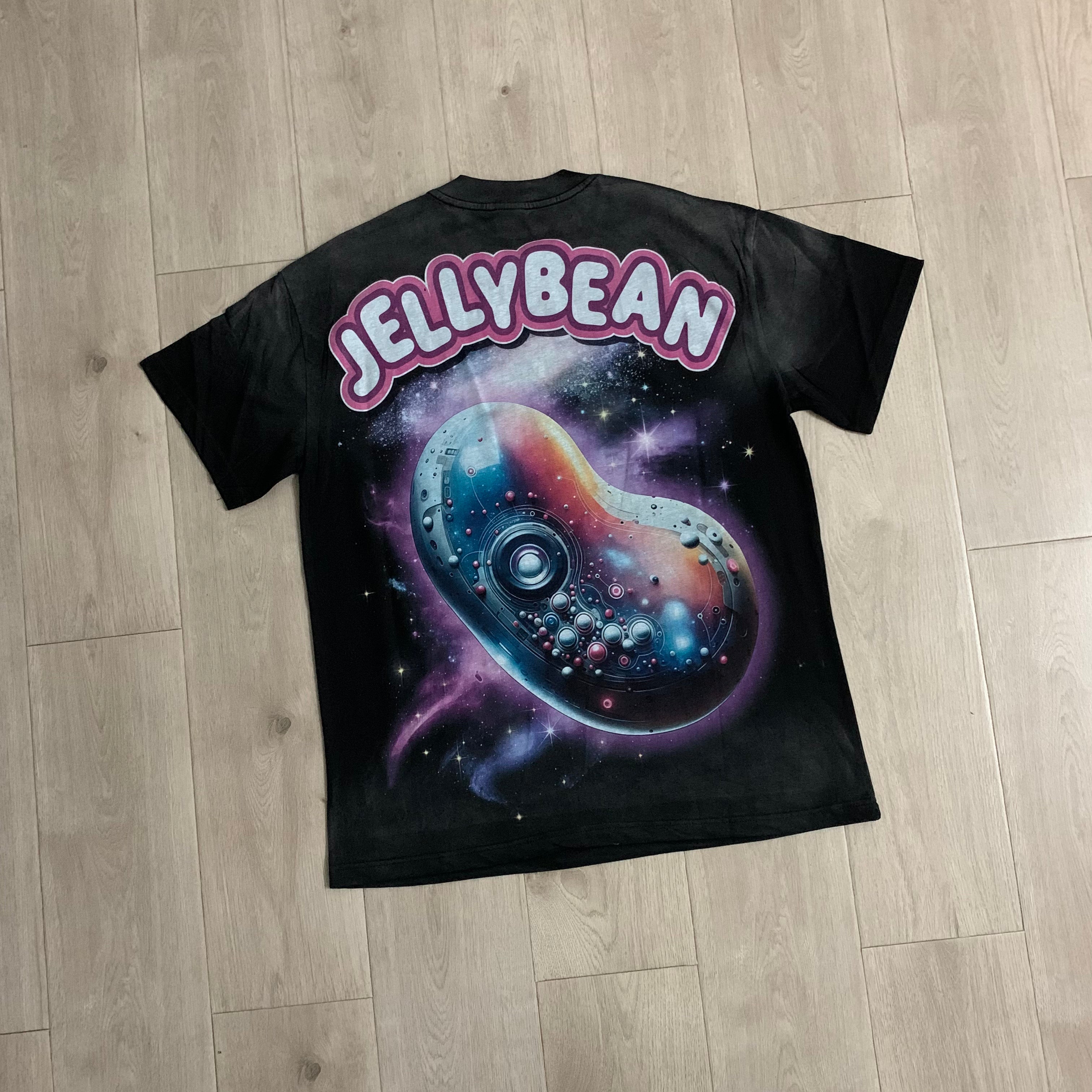 Playera Streetwear Oversize "Jellybean Galactic VR" – Negro Lavado