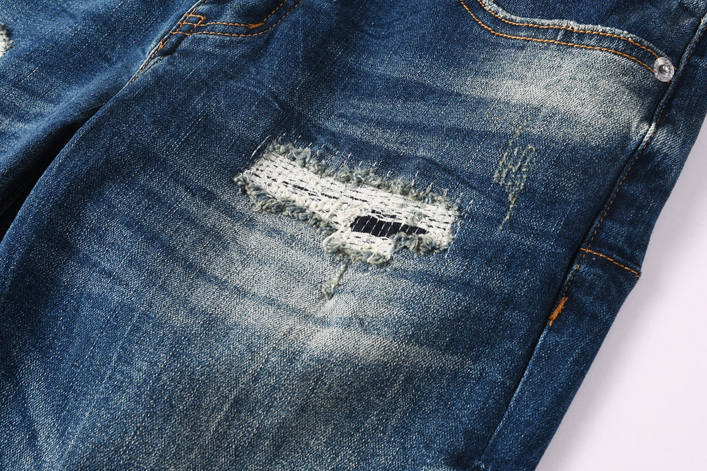 Jeans Purple Brand – Lavado Azul Medio con Roturas