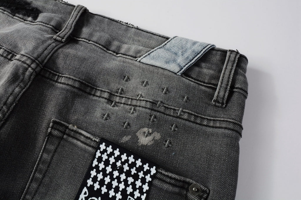 Jeans Ksubi – Lavado Gris con Detalles