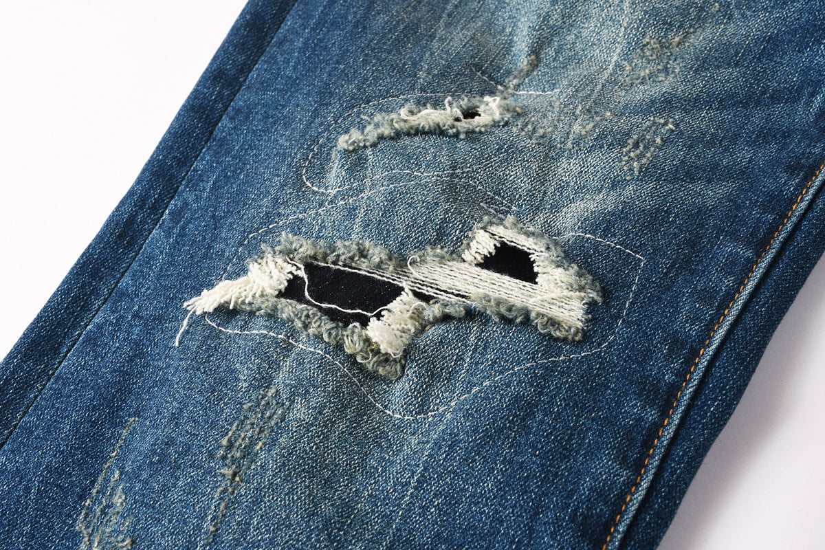 Jeans Purple Brand – Lavado Azul Medio con Roturas