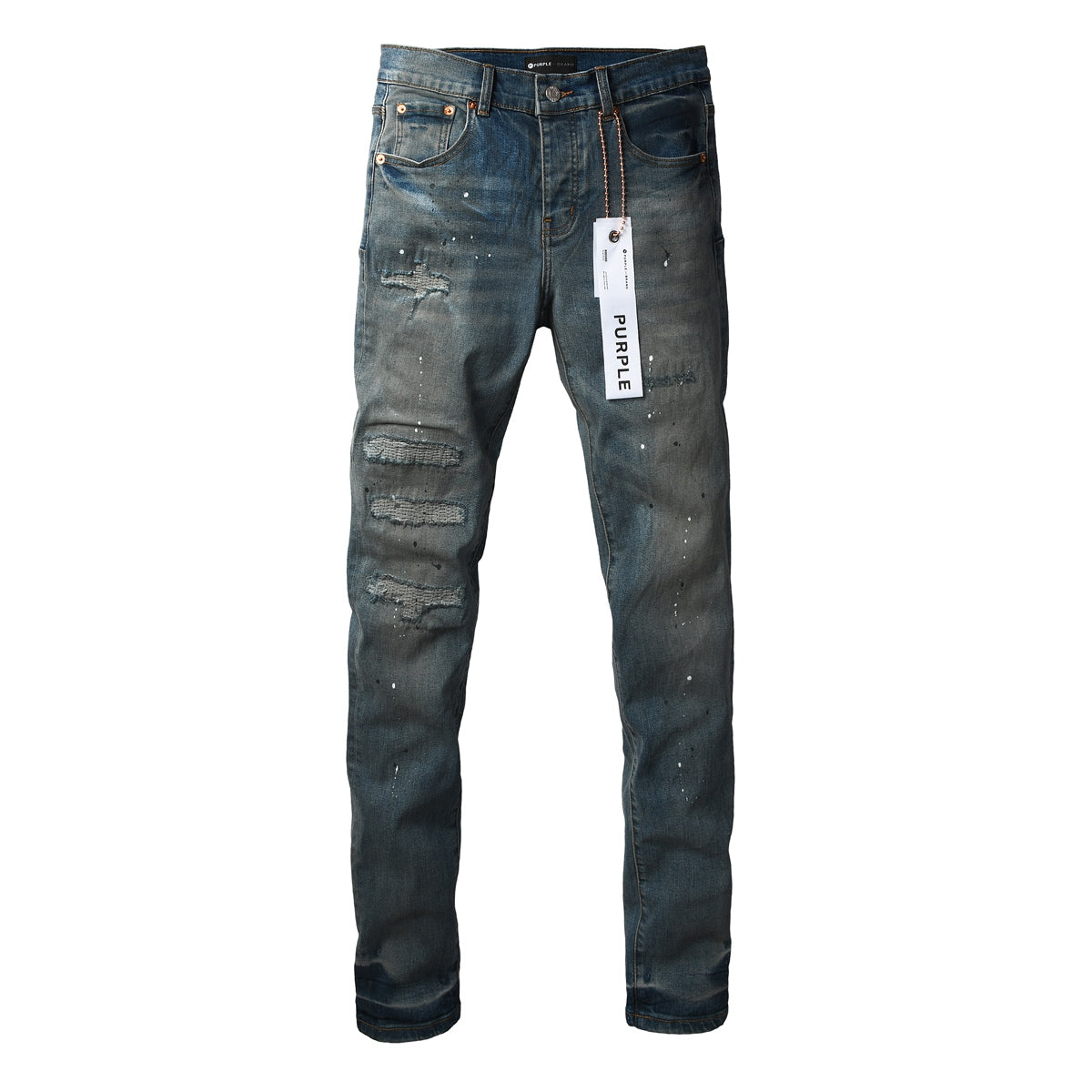 Jeans Purple Brand – Lavado Azul con Salpicaduras y Roturas
