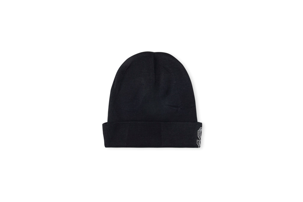 Gorro de Lana Negro con Diseño de Piedras Brillantes