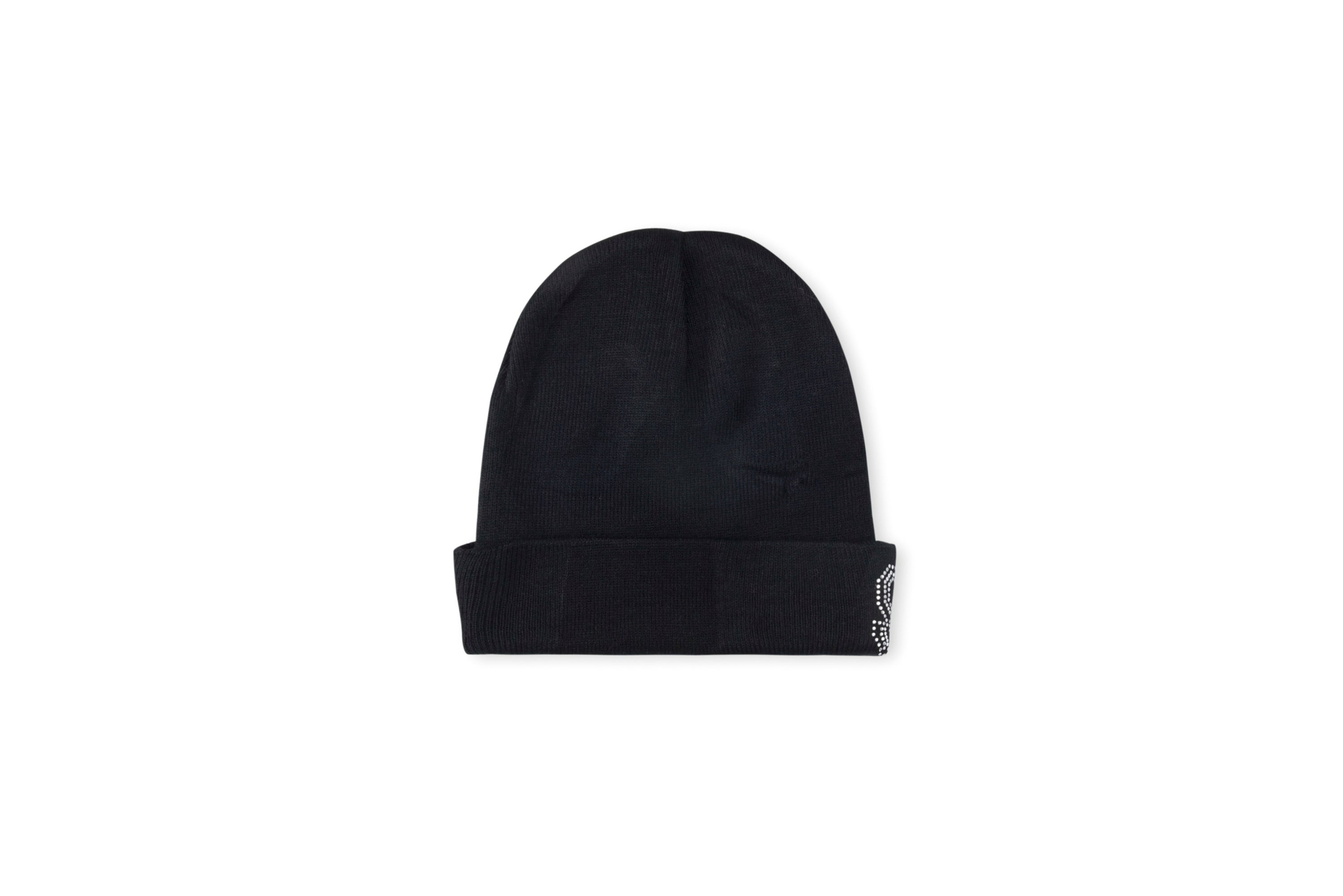 Gorro de Lana Negro con Diseño de Piedras Brillantes