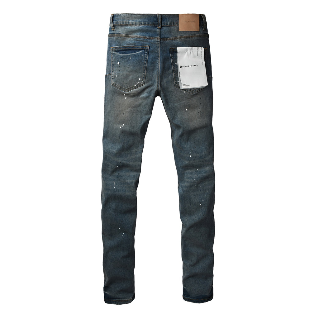 Jeans Purple Brand – Lavado Azul con Salpicaduras y Roturas