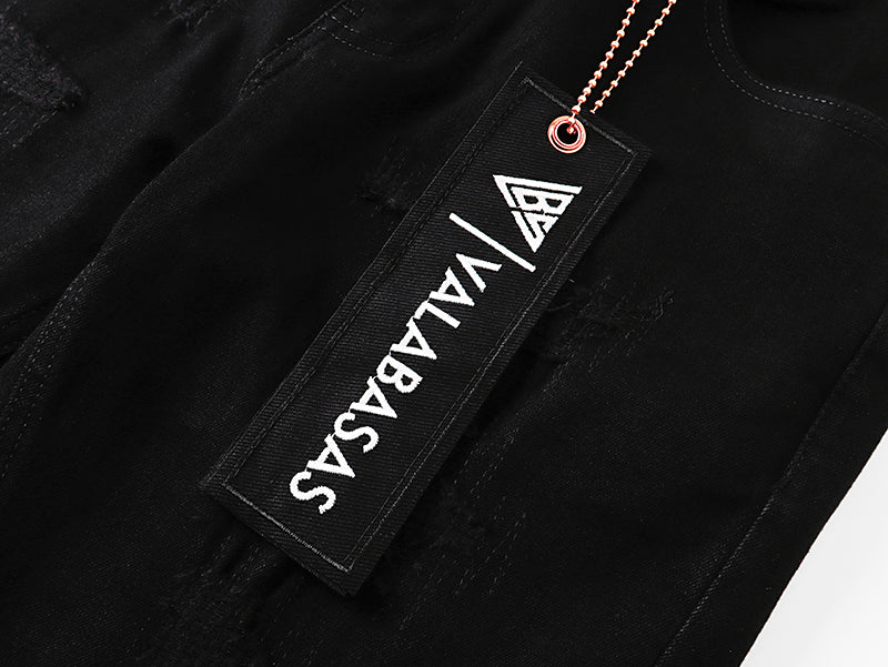 Jeans Valabasas – Negro Lavado con Remiendos
